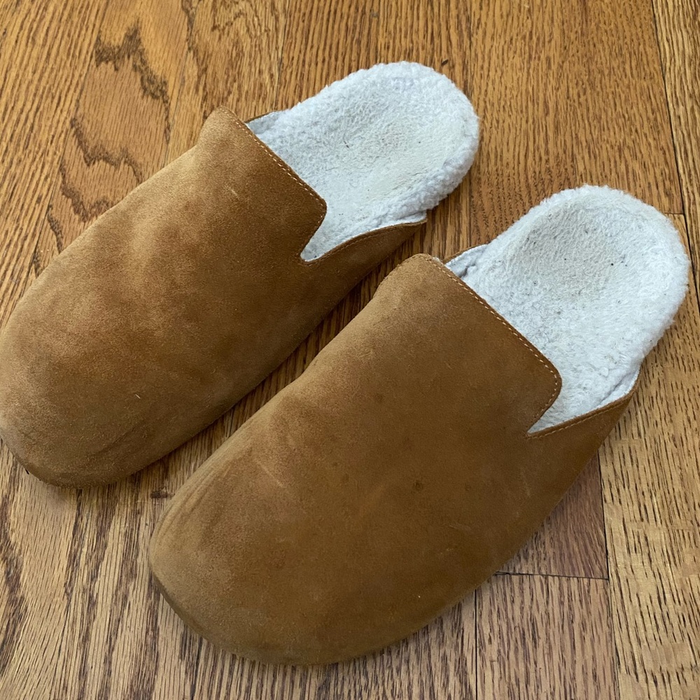 J Crew suede clog slides